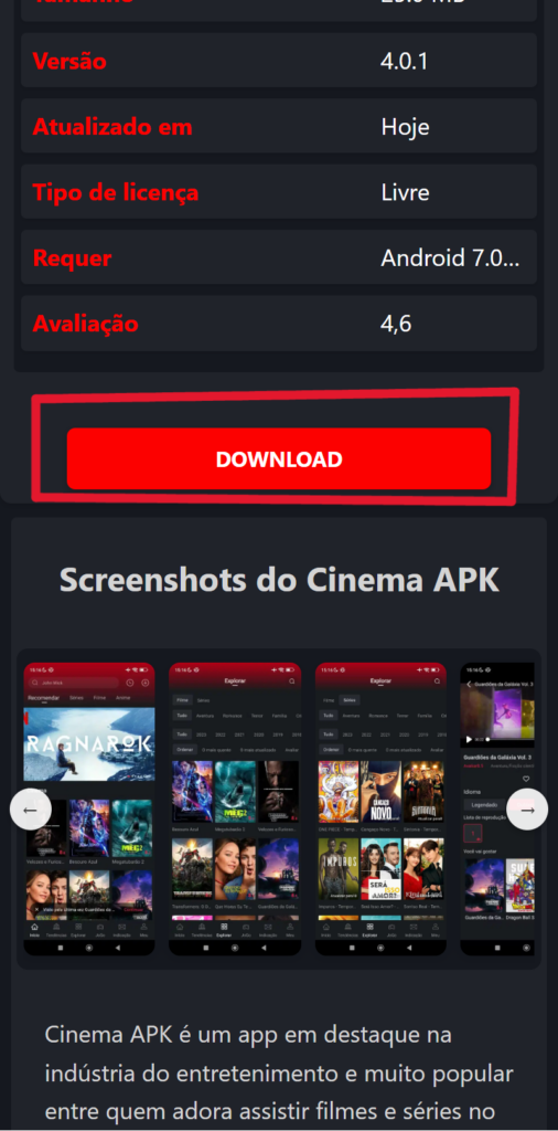 Cinema APK Atualizado - Versão mais recente v4.0.1 (cinema apk download)